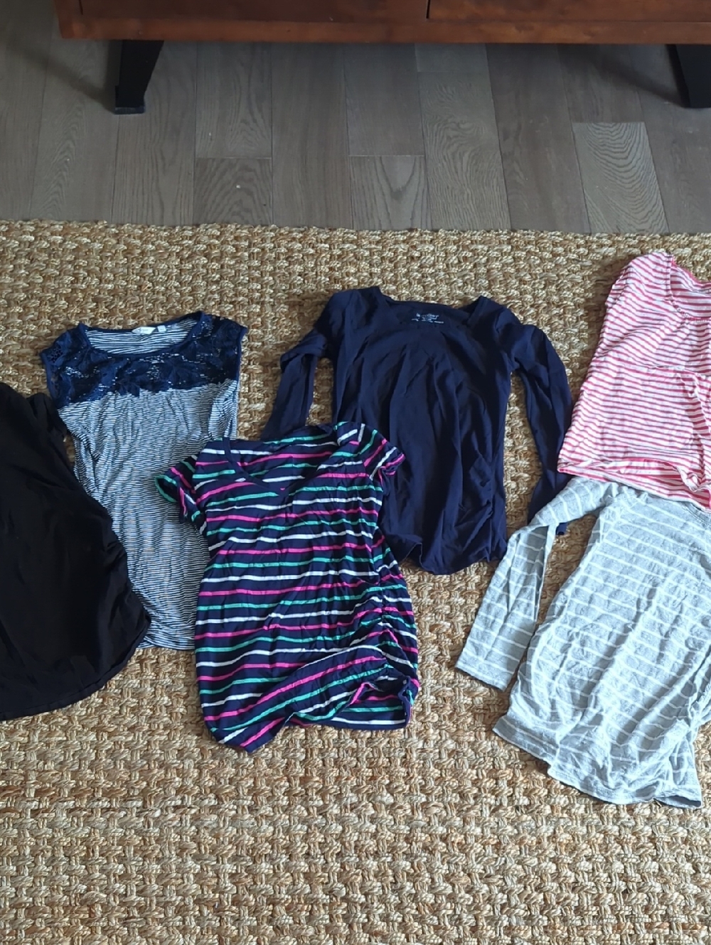Lot Of 6 Cotton Stretch Maternity Tops-sizes XS And S